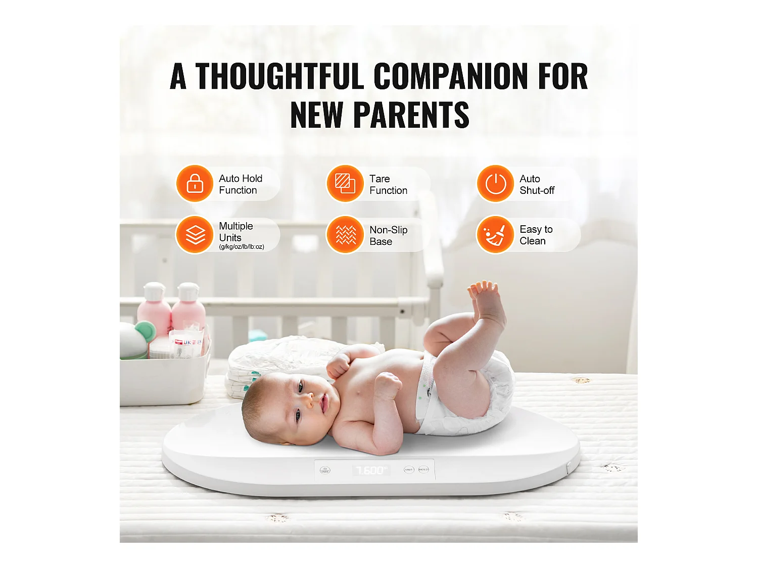 Balance Numérique Intelligente Pèse-Bébé SucceBuy, Bluetooth pour Bébé 40 kg avec Ruban Adhésif