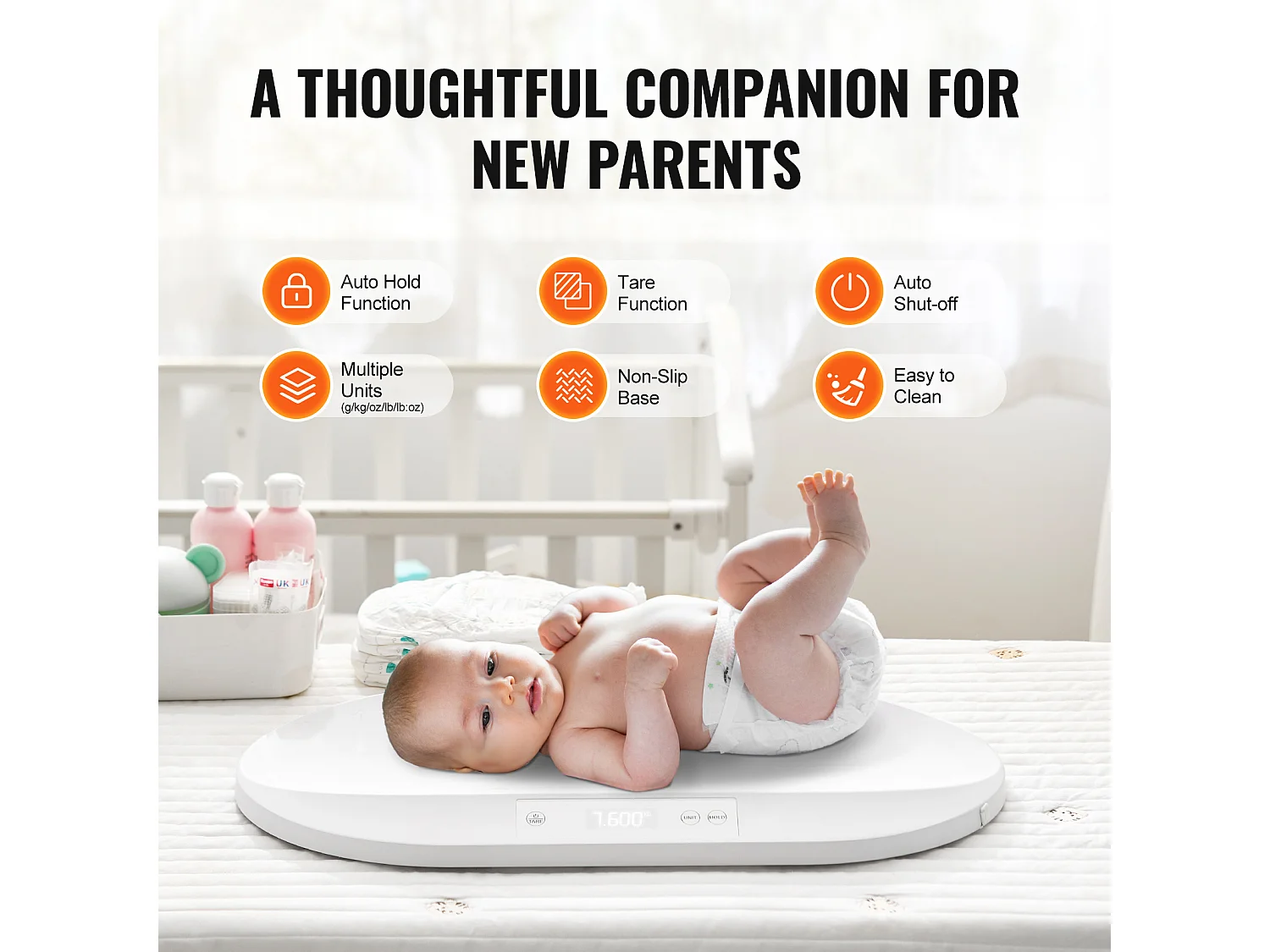 Balance Numérique Intelligente Pèse-Bébé SucceBuy, Bluetooth pour Bébé 40 kg avec Ruban Adhésif