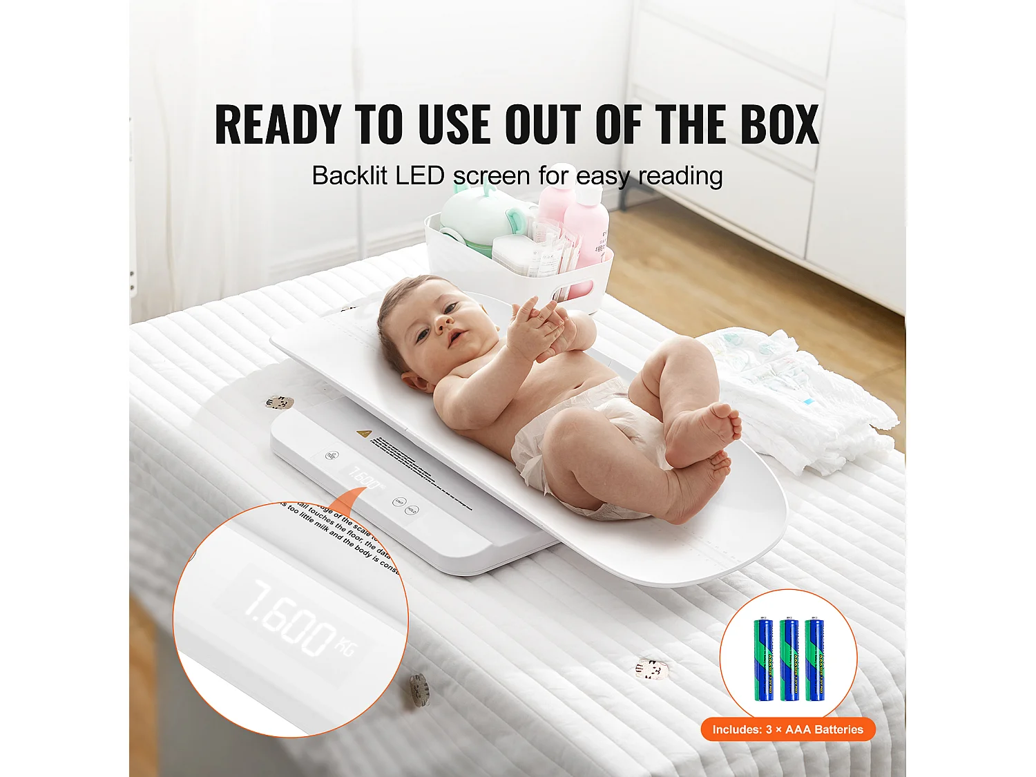 Intelligente Digitale Babywaage SucceBuy , Bluetooth für Babys mit Haltefunktion, 5 Einheiten für Kleinkinder, Haustiere, 3 Batterien im Lieferumfang Enthalten