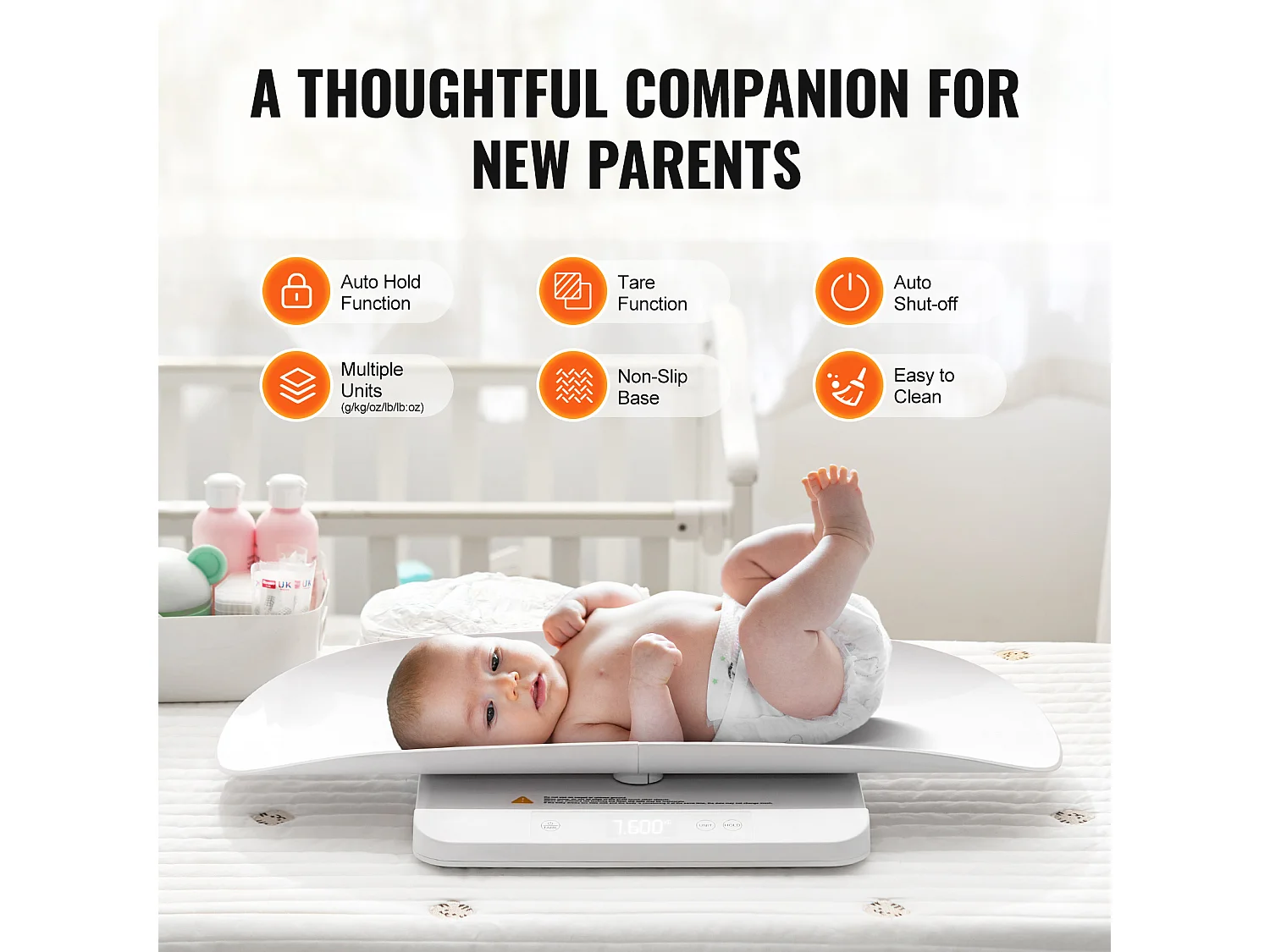 Intelligente Digitale Babywaage SucceBuy , Bluetooth für Babys mit Haltefunktion, 5 Einheiten für Kleinkinder, Haustiere, 3 Batterien im Lieferumfang Enthalten