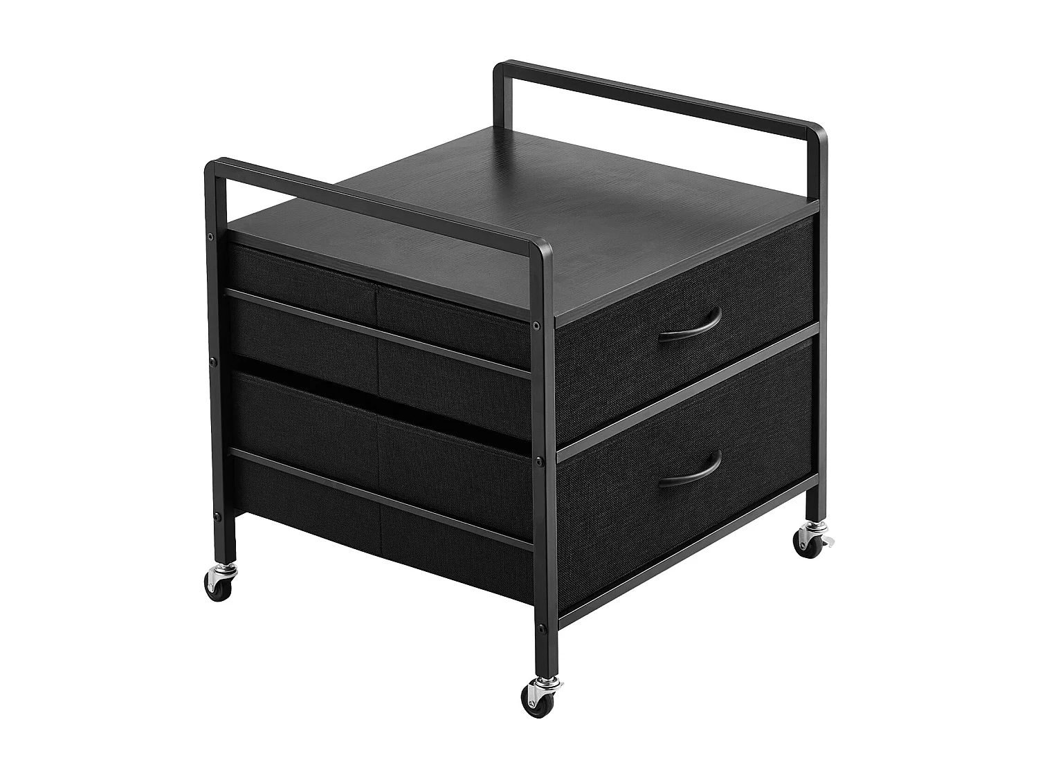 Stojak na Mini Lodówkę SucceBuy, z Miejscem do Przechowywania, Nośność 80 kg, Czarny, Mini Stolik pod Lodówkę z 2 Szufladami