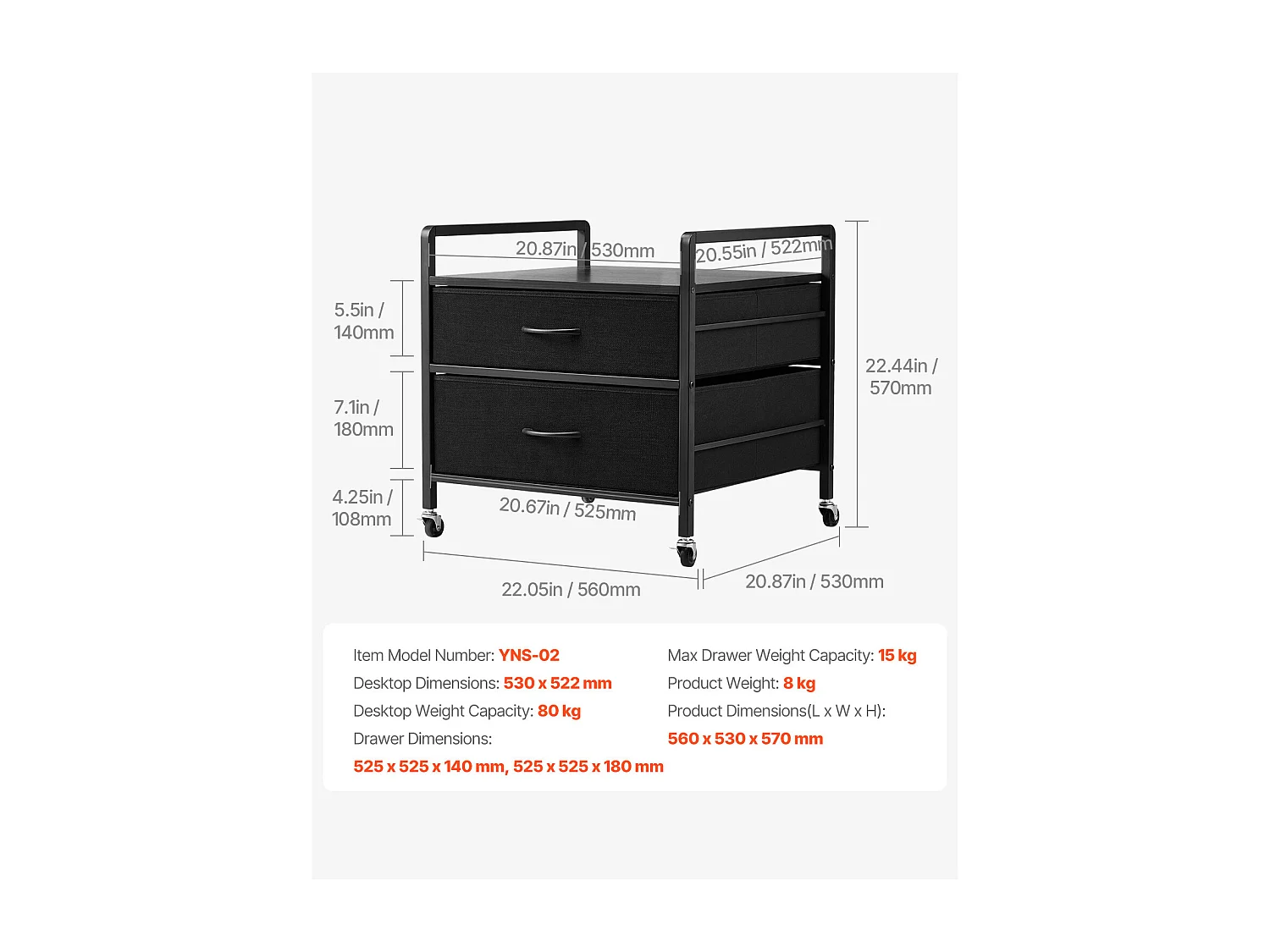 Table d'appoint avec Rangement, Support de Mini-Réfrigérateur SucceBuy,  Capacité de 80 kg, Noir, Mini Table de Réfrigérateur avec 2 Tiroirs