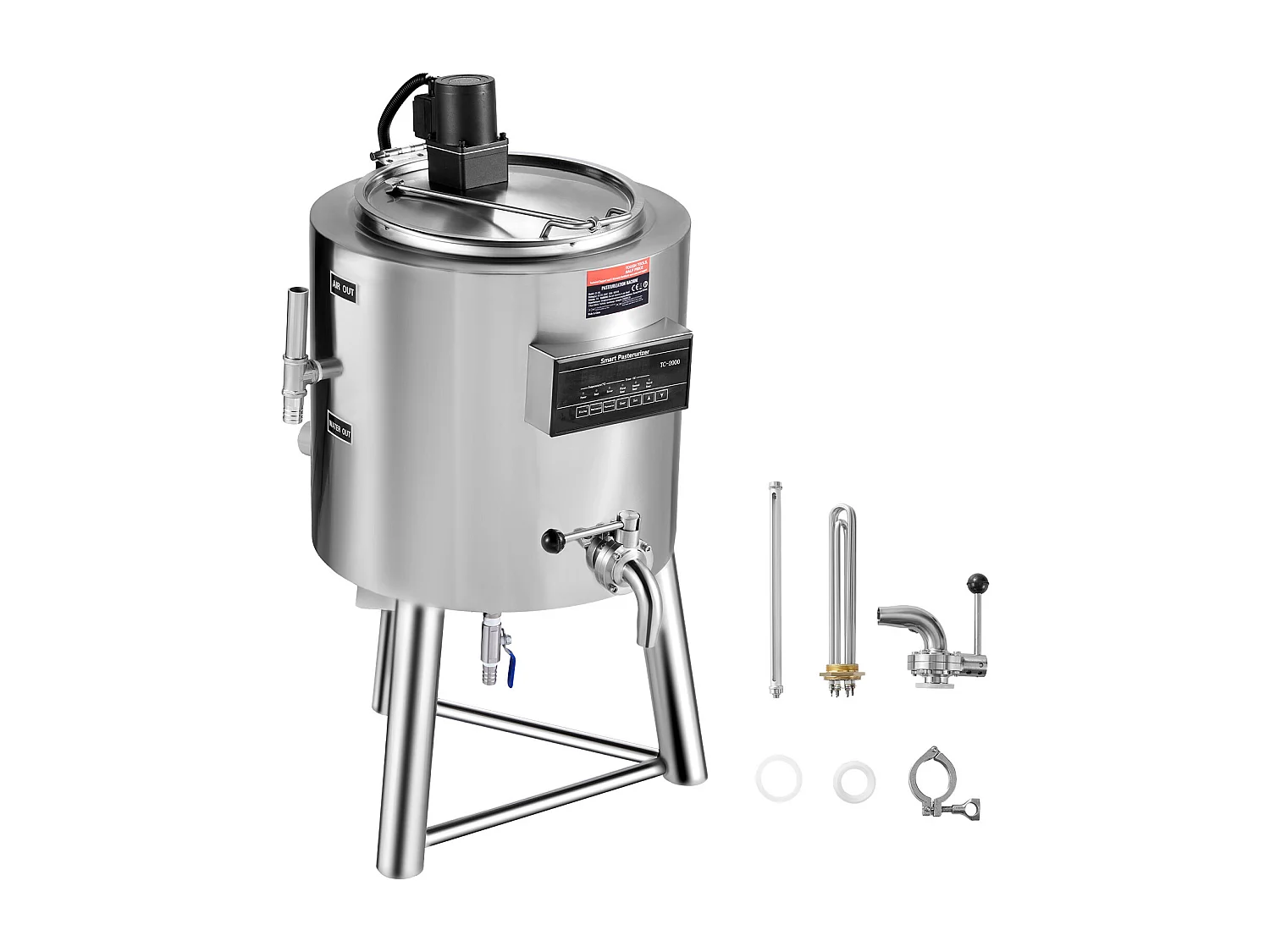 Machine de Pasteurisation du Lait Commerciale SucceBuy, 30L, pour la Stérilisation, Acier Inoxydable 304 de Qualité Alimentaire