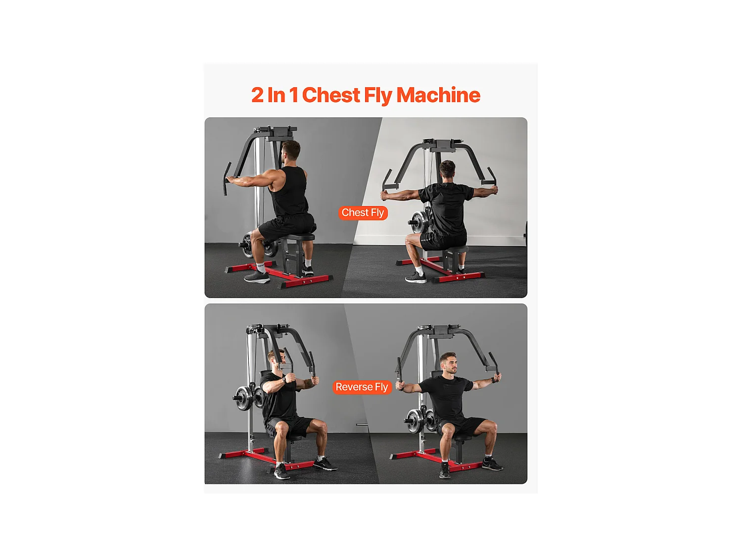 Appareil de Musculation SucceBuy, Presse Pectoral Réglable, Capacité de 204 kg, Gym Domicile pour Poitrine, Dos, Deltoïde Arrière et Épaules