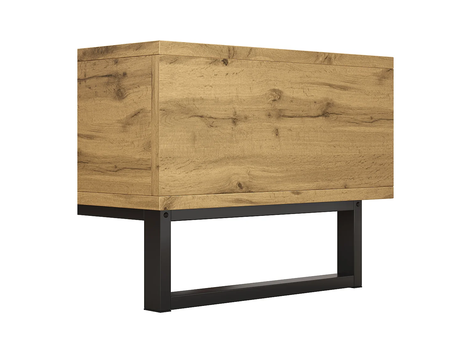 Tavolino rettangolare 100x50x40cm con cassetto, corpo in legno nero e naturale