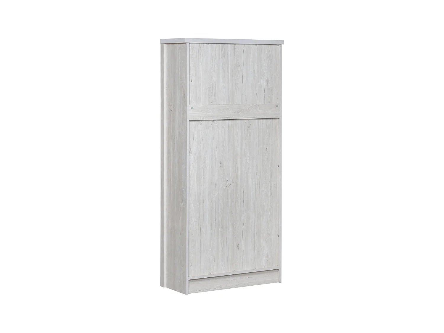 Mobile alto 80x34x171cm con 2 ante e 3 cassetti, corpo in impiallacciato effetto legno bianco con maniglie in acciaio