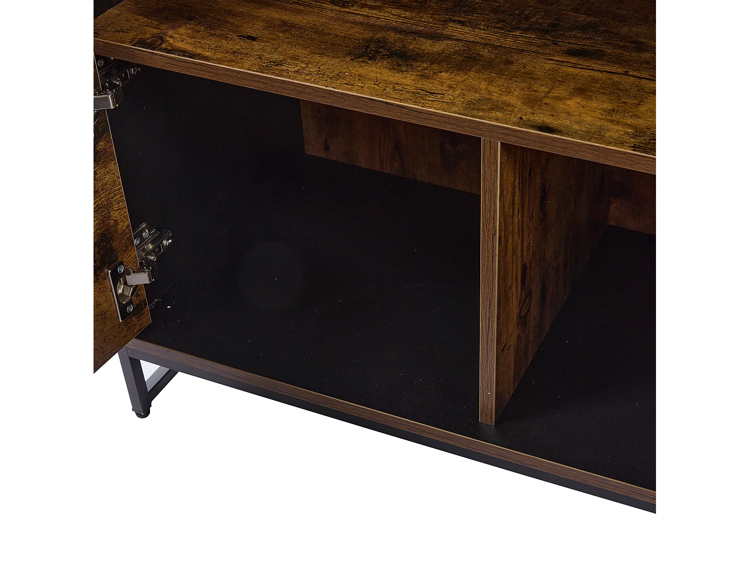 Vitrine 80x40x138cm avec 2 portes en acrylique et 2 tiroirs, LED inclus, corps en marron et noir