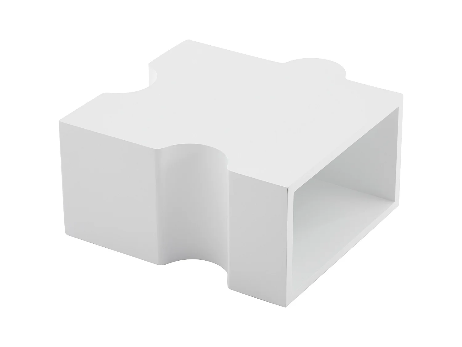 Set van 2 modulaire salontafels in de vorm van een witte puzzel, MDF, grote geïntegreerde opbergruimte