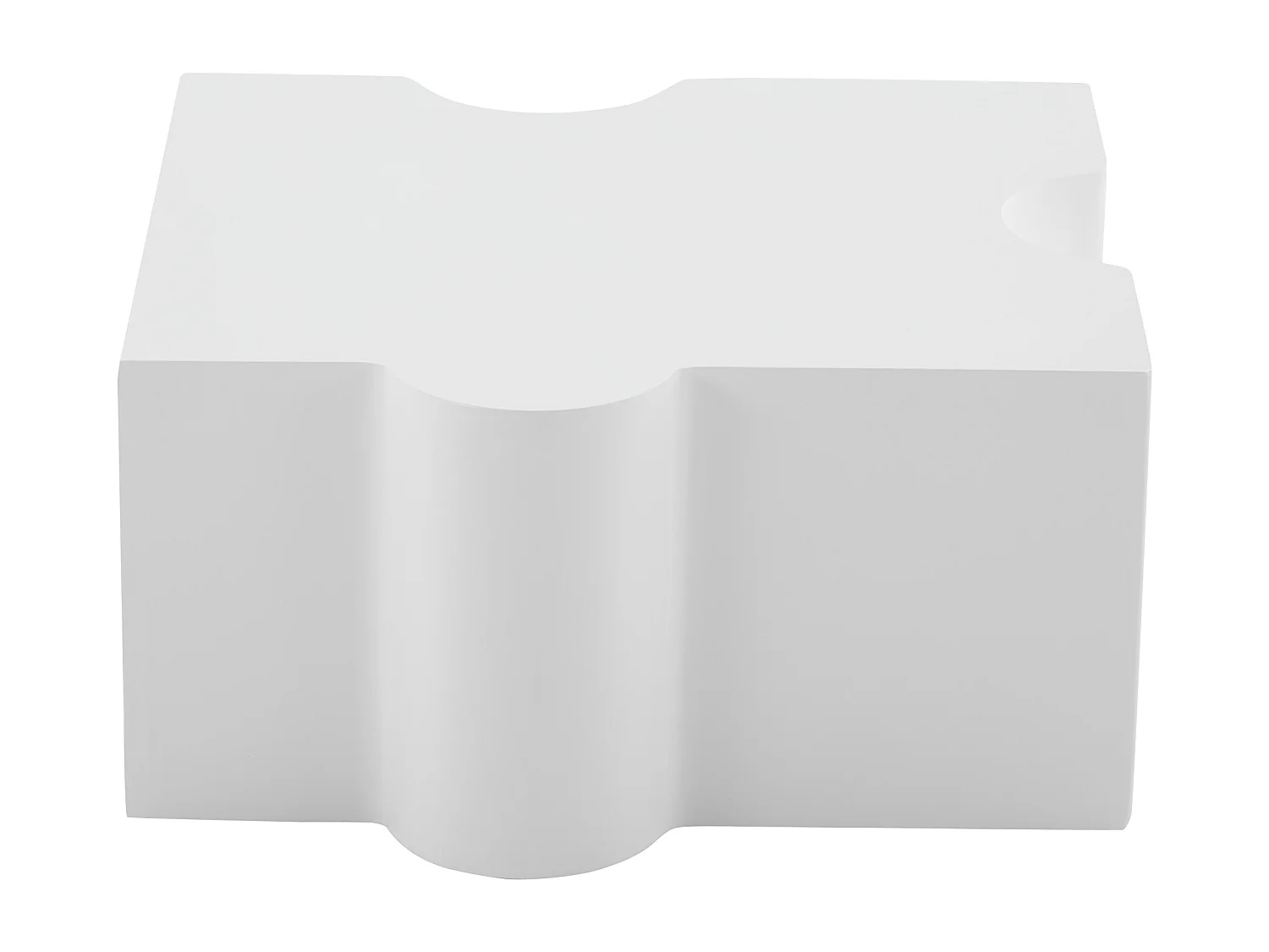 Conjunto de 2 mesas de centro modulares em forma de quebra-cabeça branco, MDF, amplo espaço de armazenamento integrado