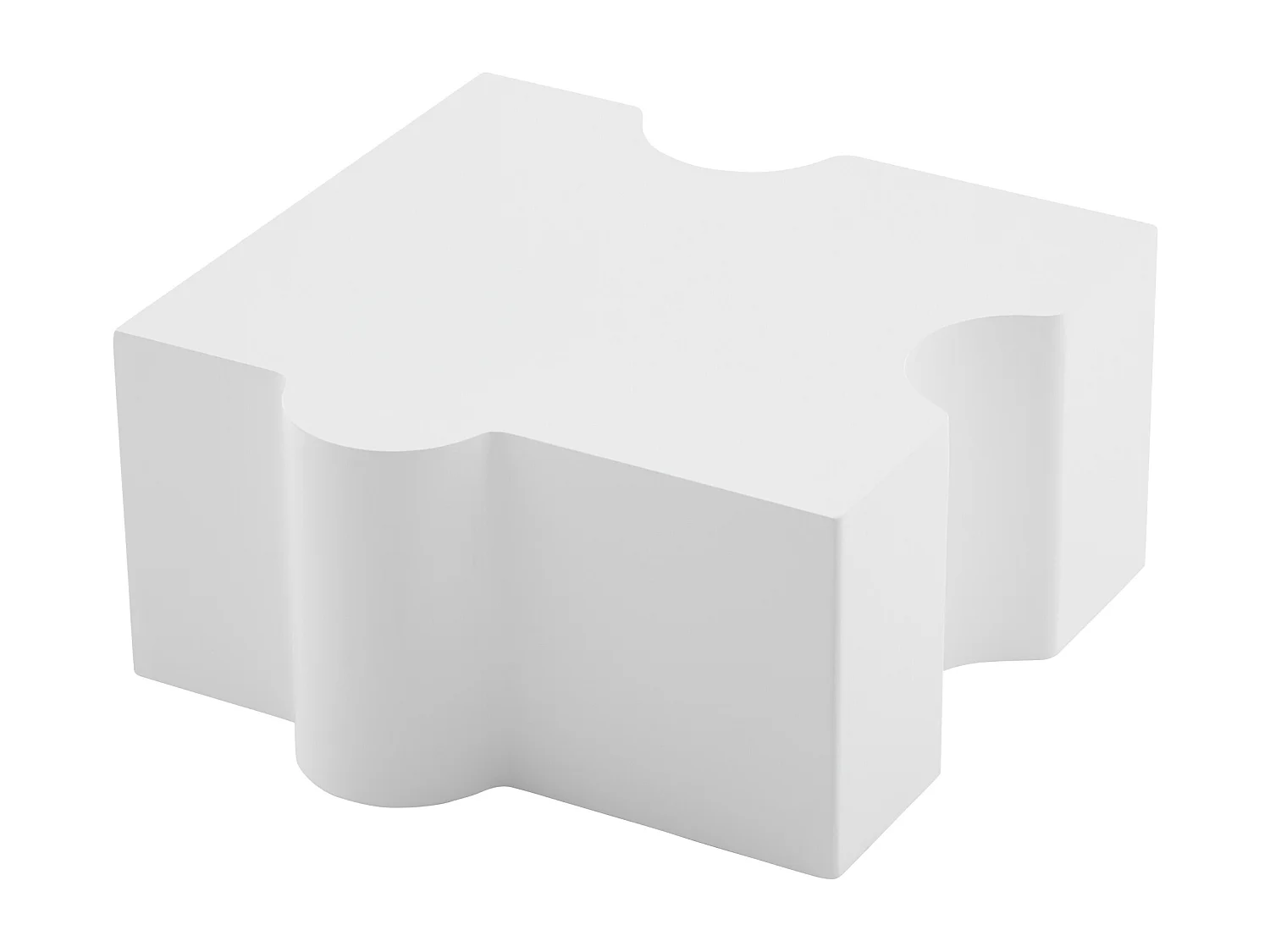 Conjunto de 2 mesas de centro modulares em forma de quebra-cabeça branco, MDF, amplo espaço de armazenamento integrado