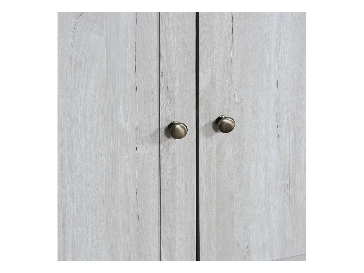 Armoire haute 80x34x171cm avec 2 portes, corps en placage woodgrain blanc avec poignées en acier