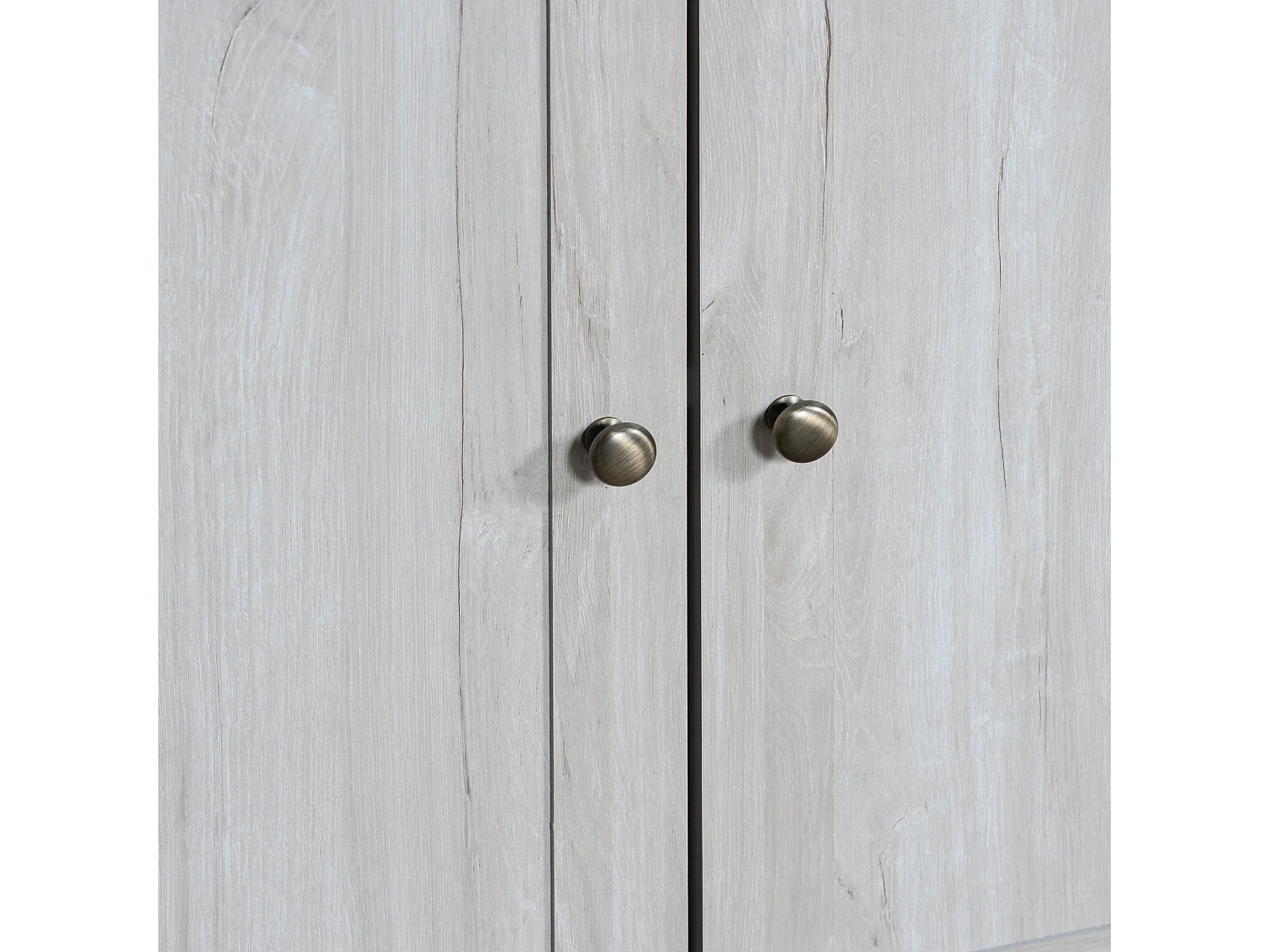 Armário alto 80x34x171cm com 2 portas, corpo em folheado de madeira branca com puxadores de aço