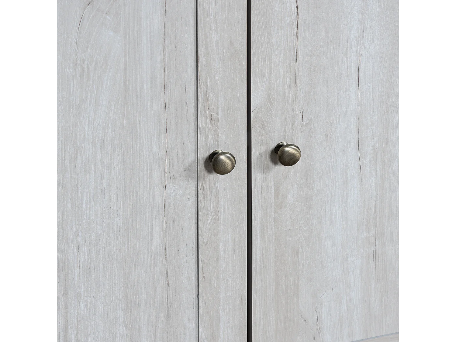 Hoge kast 80x34x171cm met 2 deuren, body in wit houtnerffineer met stalen handgrepen