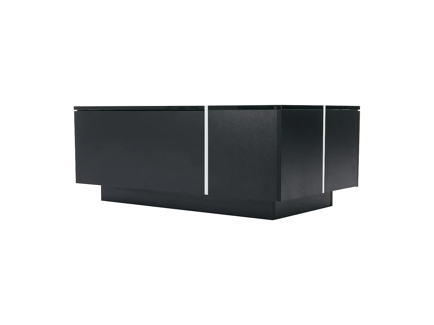 Mesa de centro rectangular 100x60x40cm con 4 cajones, cuerpo lacado en negro con detalles en blanco