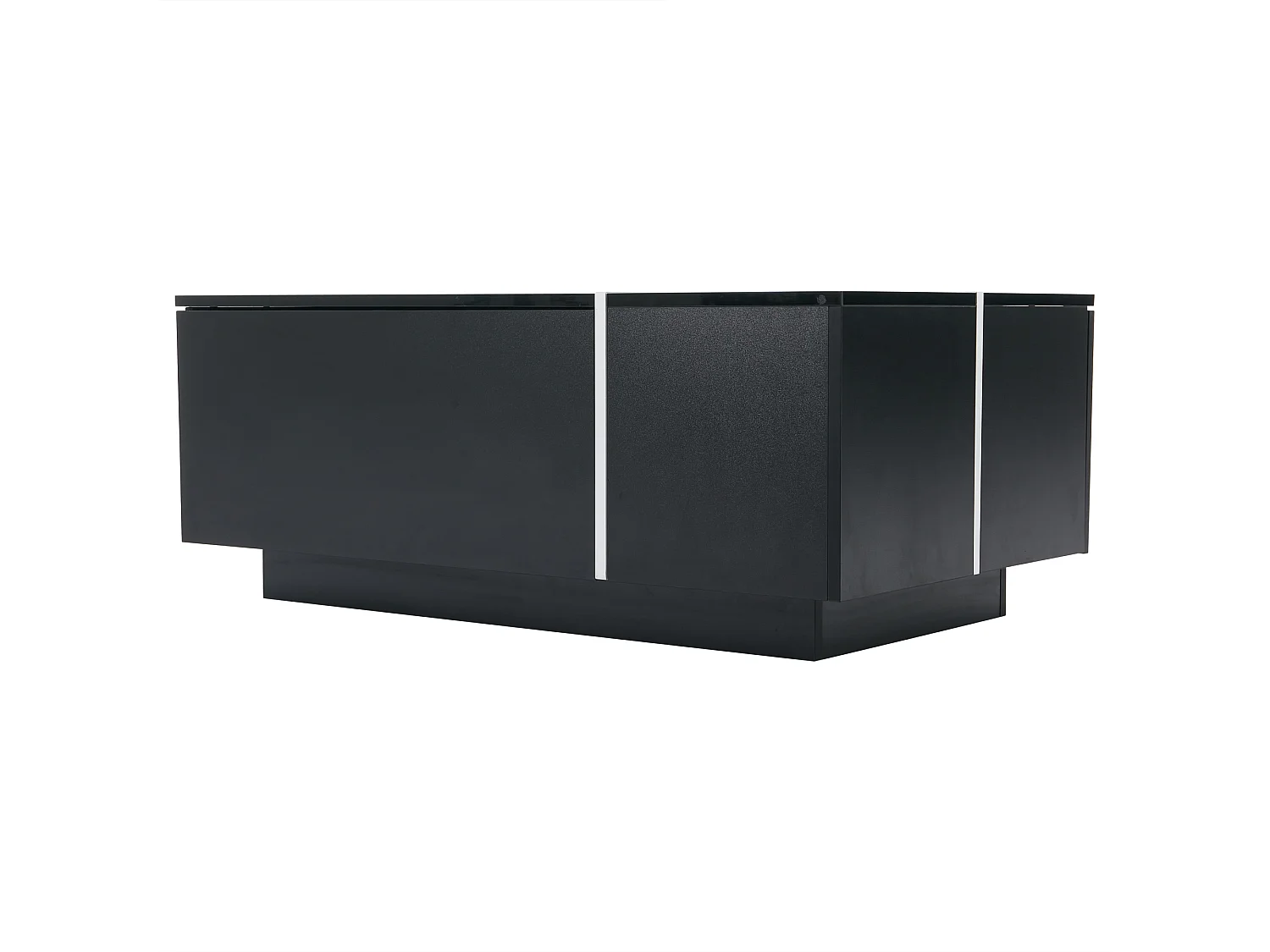 Table basse rectangle 100x60x40cm avec 4 tiroirs, corps en noir laqué avec les détails blancs