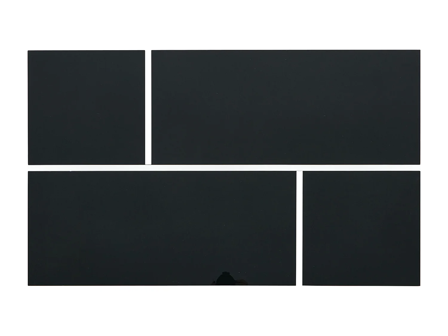 Table basse rectangle 100x60x40cm avec 4 tiroirs, corps en noir laqué avec les détails blancs