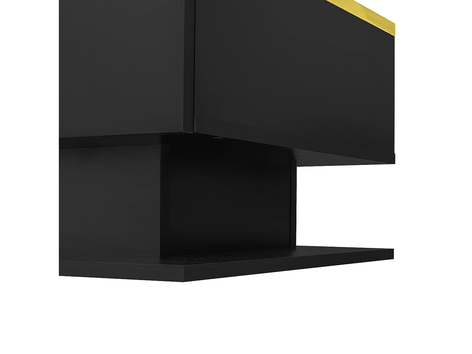 Tavolino rettangolare 100x50x32,5cm con vano contenitore, struttura nera e piano in vetro, LED incluso