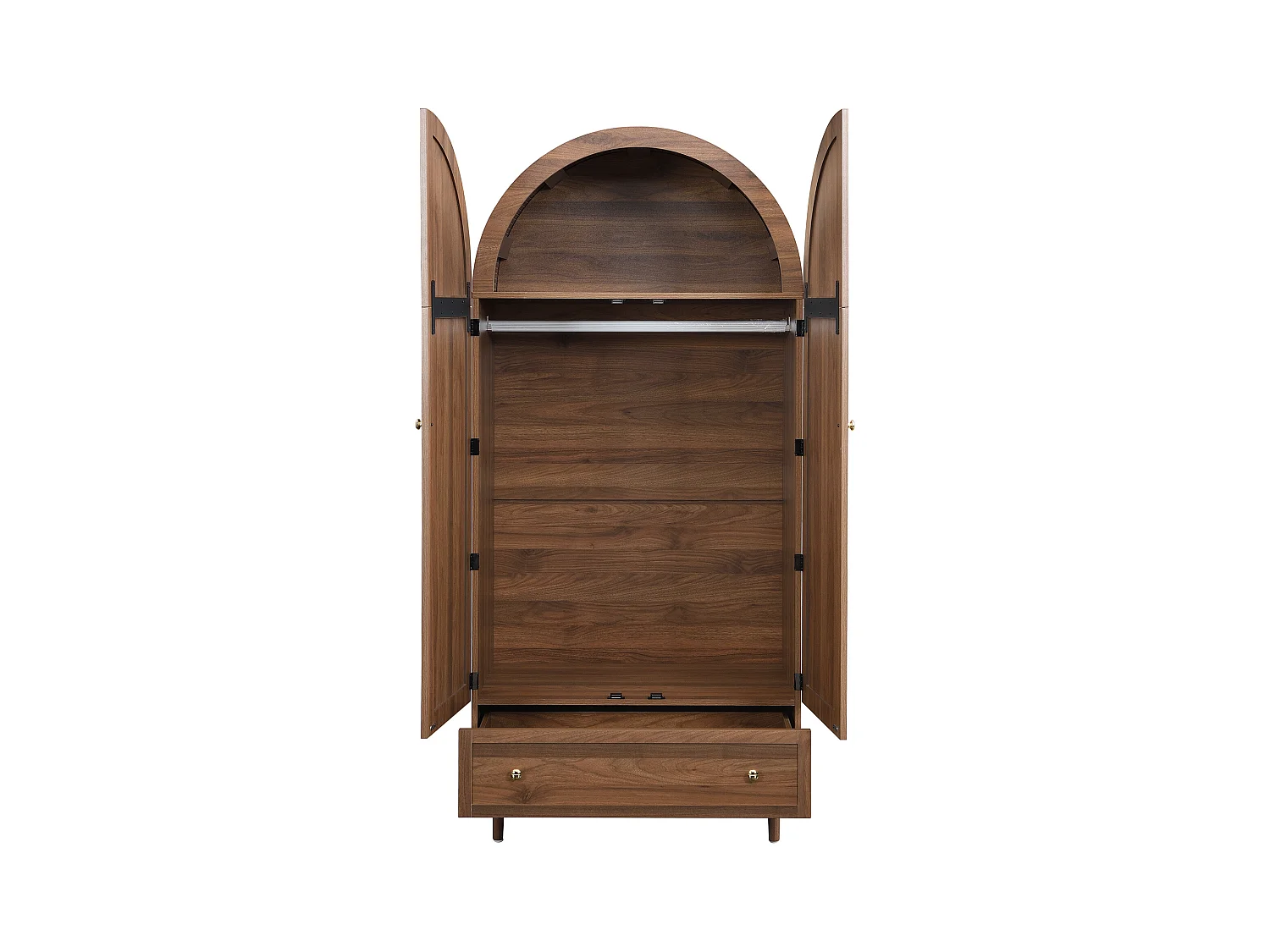 Kledingkast 79x50x175cm met 2 deuren en 1 lade, kleedkamer, kledingkast in notenhoutfineer, bruin