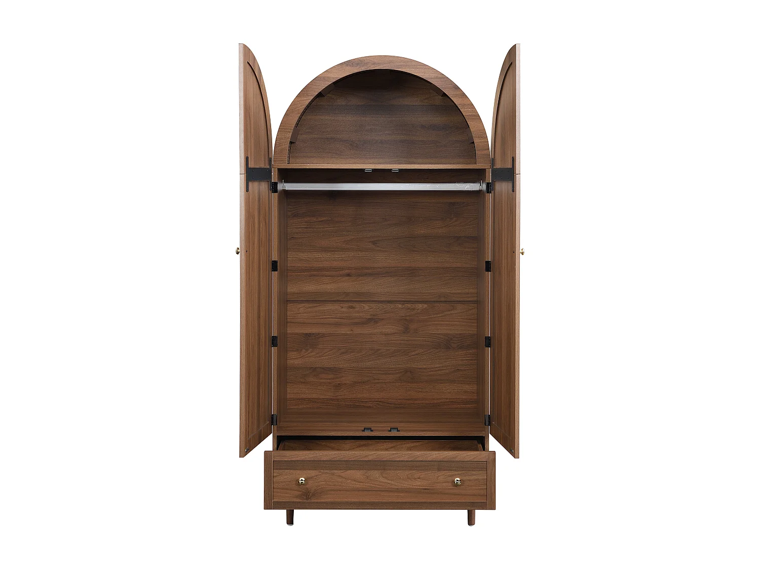 Armoire 79x50x175cm avec 2 portes et 1 tiroir, dressing, garde-robe en placage noyer, marron