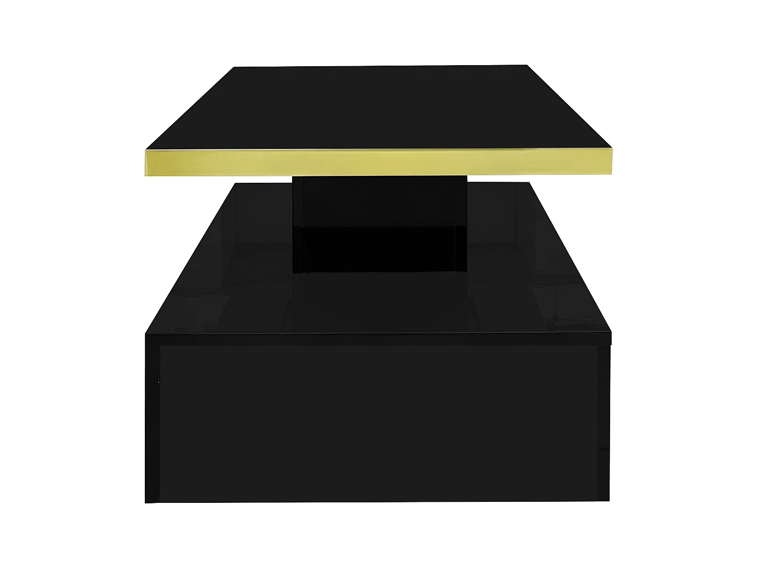 Rechthoekige salontafel 100x50x38,5cm met 1 lade en LED, Dubbel blad, body in glanzend zwart