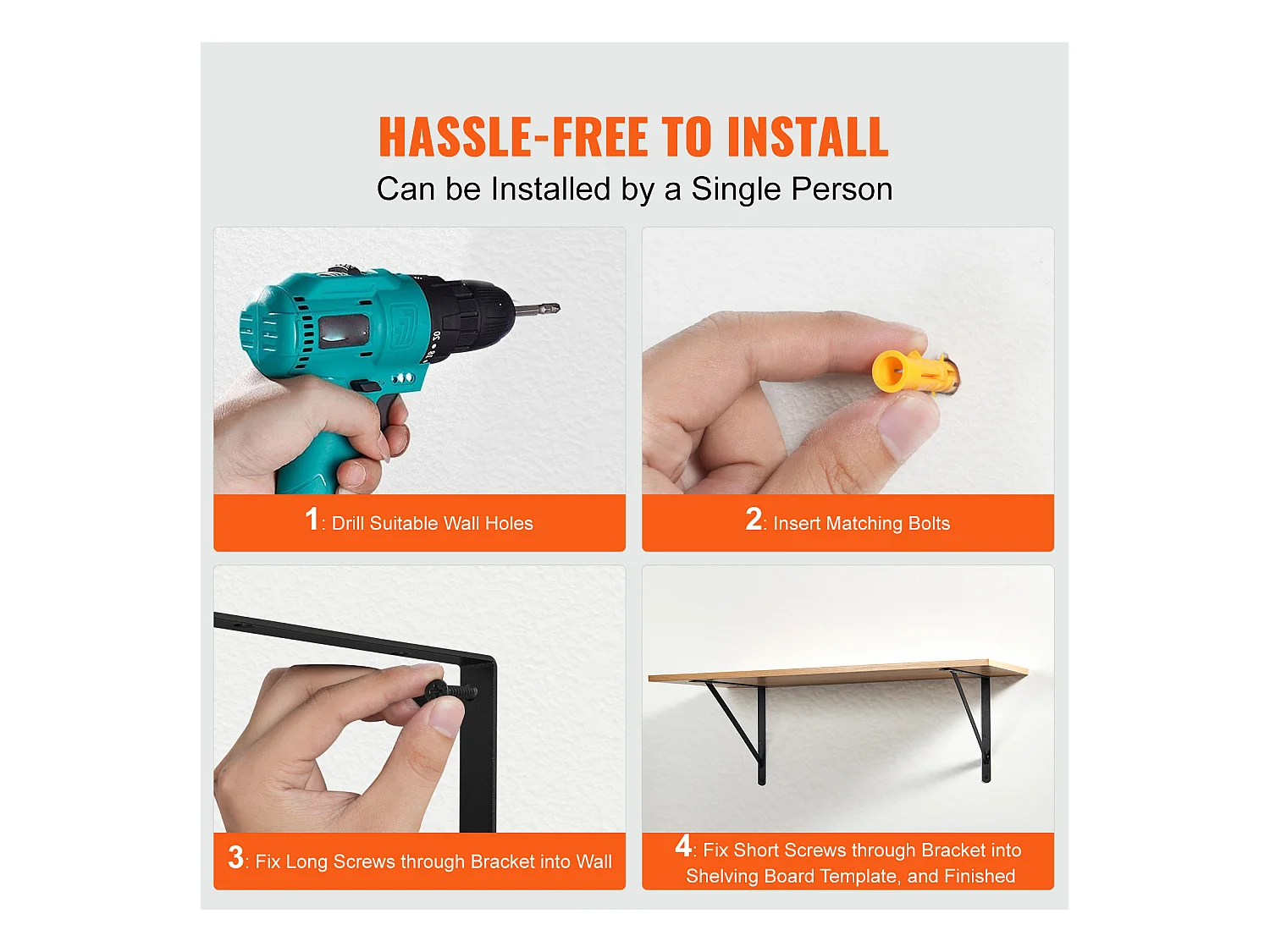 Support d'Étagère SucceBuy, 46 x 30 cm, 12 Pièces, Lourds Flottants Triangle, pour les Salons, Bureaux, Cuisines, Salles de Bains et Bureaux