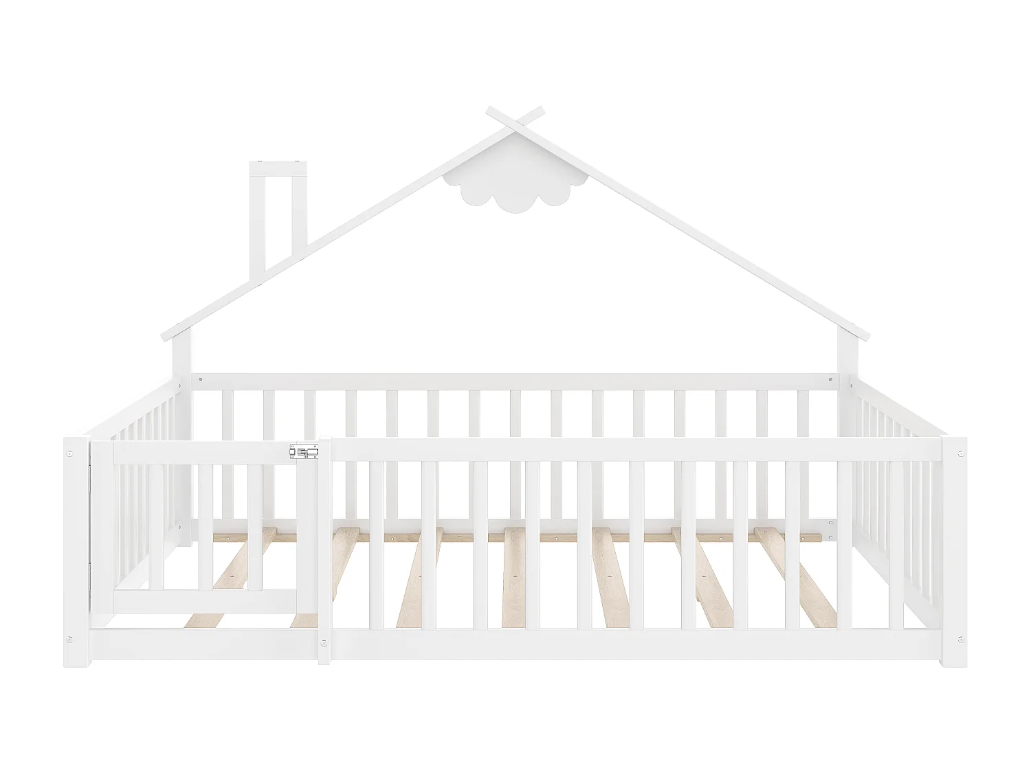 Kinderbed 140x190cm, lattenbodem, grenen frame, zonder matras, wit