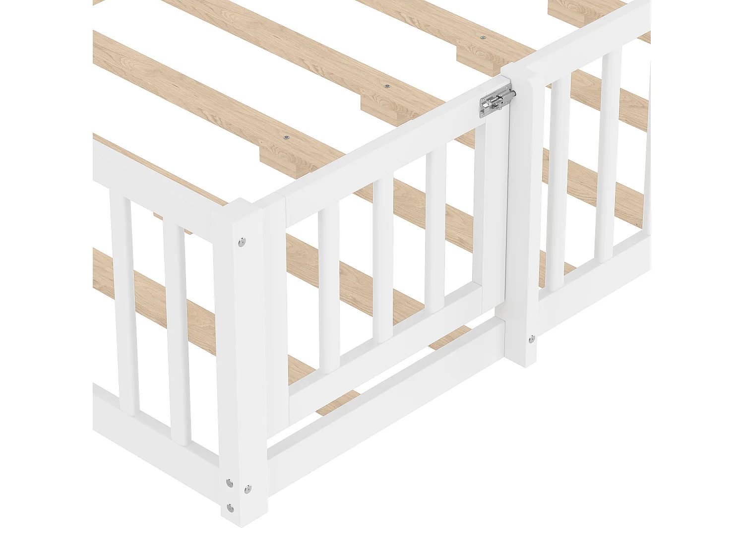 Lit cabane enfant 140x190cm, sommier à lattes, cadre en pin, sans matelas, blanc