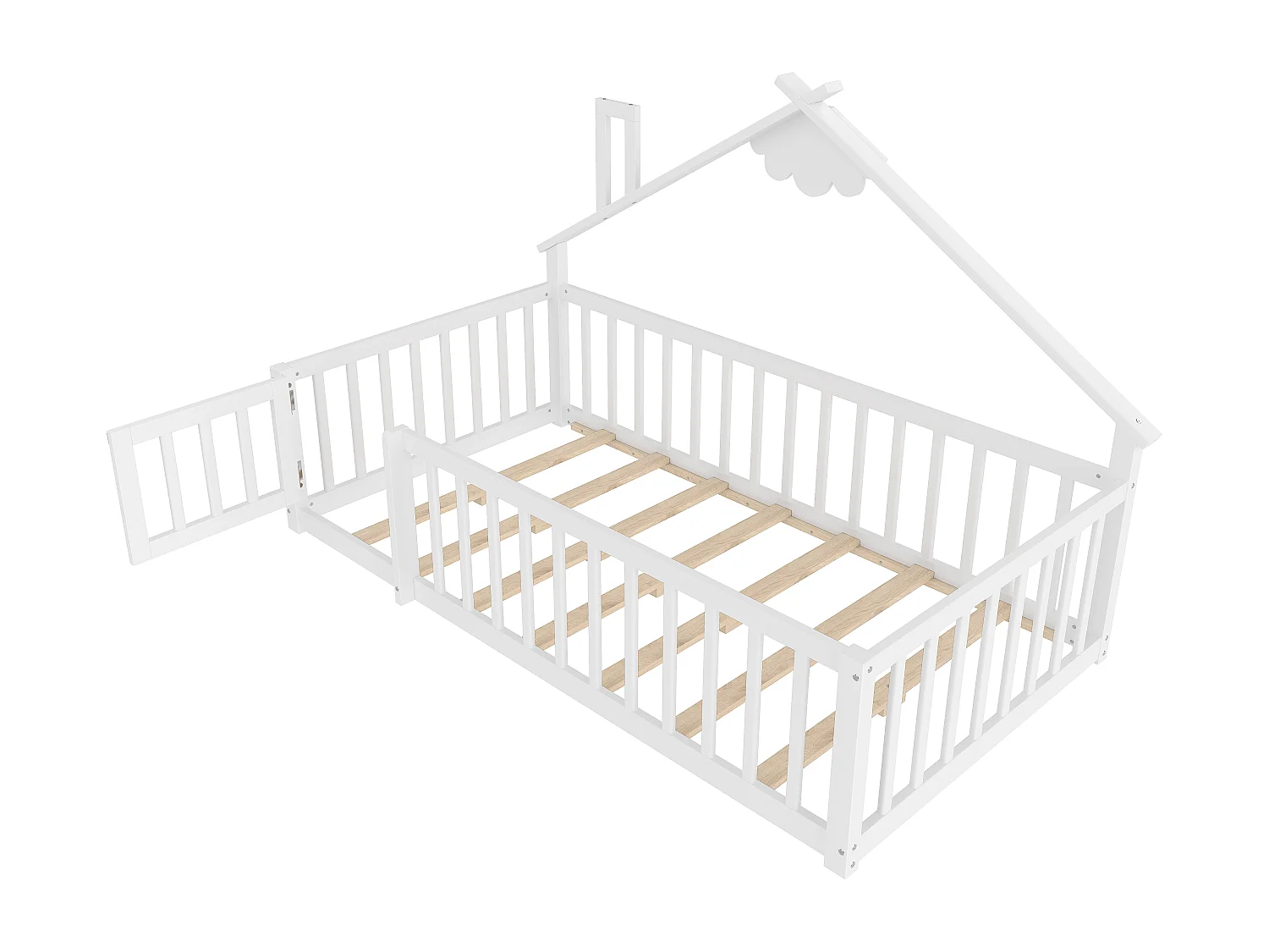 Kinderbed 90x190cm, lattenbodem, grenen frame, zonder matras, wit