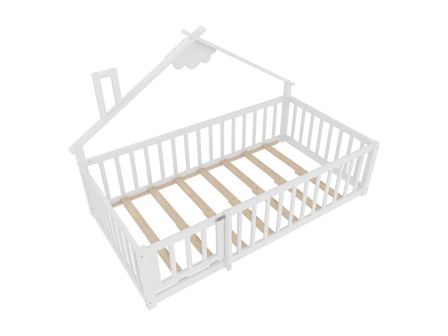 Kinderbed 90x190cm, lattenbodem, grenen frame, zonder matras, wit