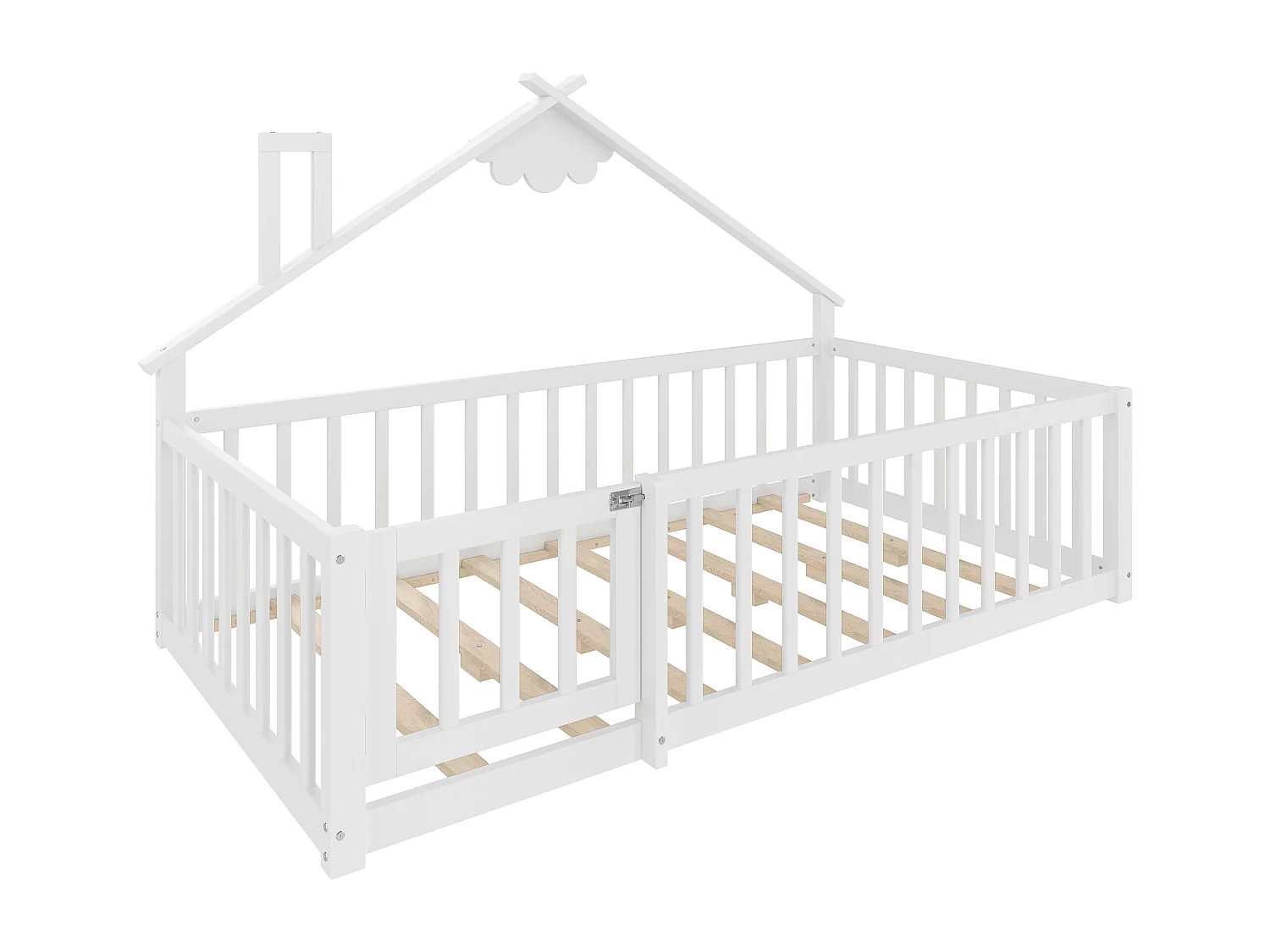 Kinderbed 90x190cm, lattenbodem, grenen frame, zonder matras, wit