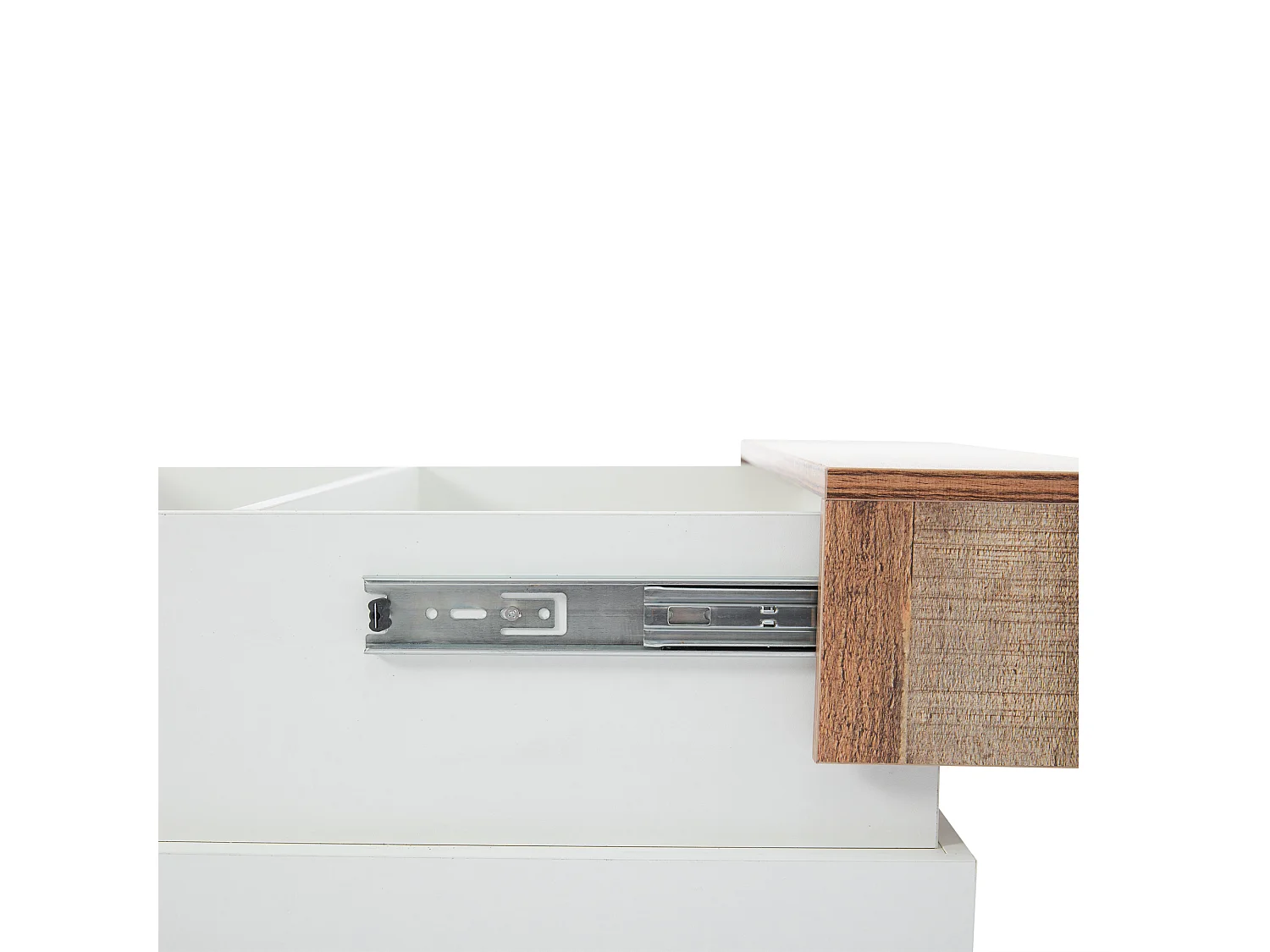 Table basse carré 70x70x39cm avec plateau extensible et space de rangement caché, blanc et bois clair