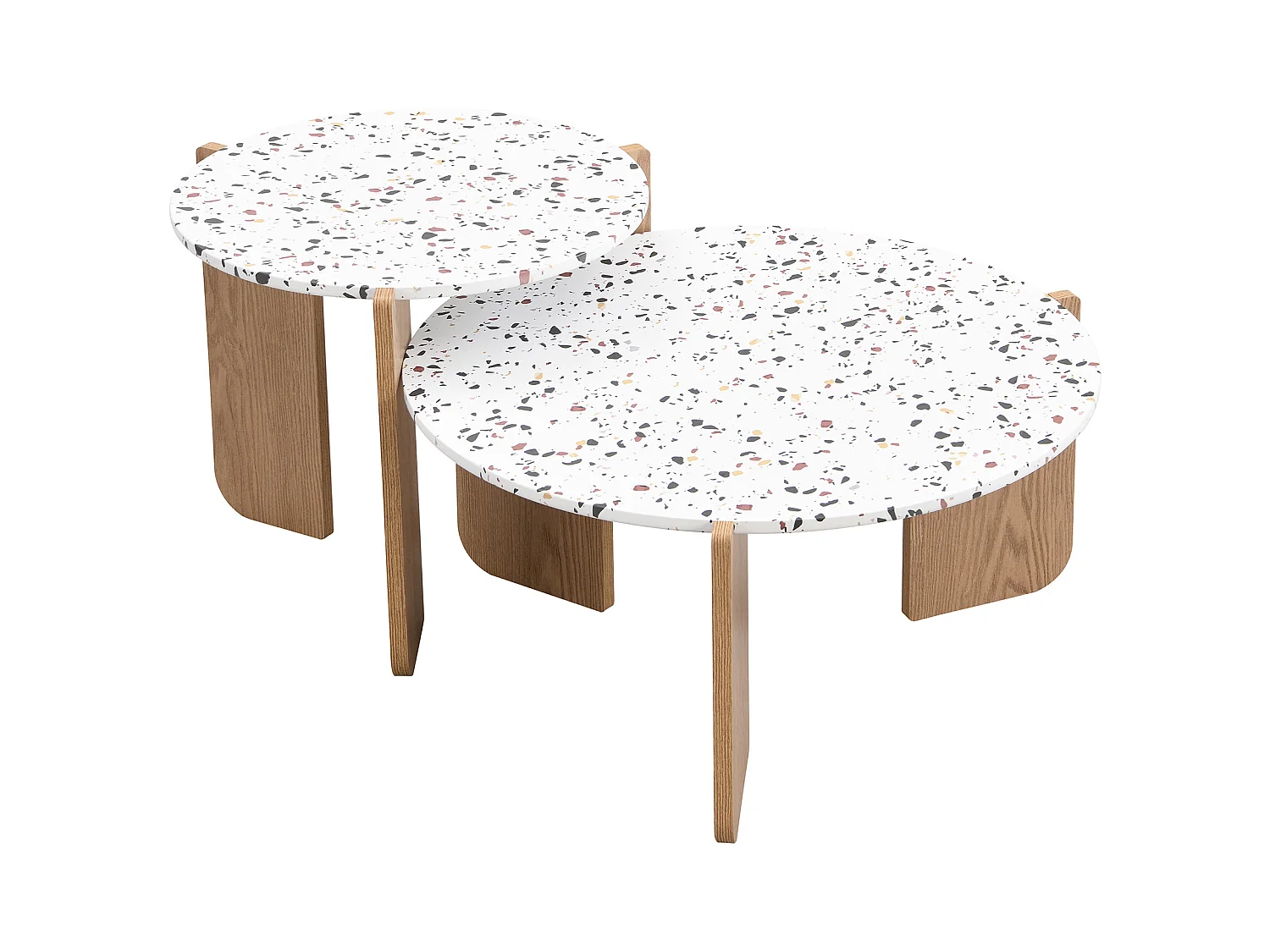Set di 2 tavolini da caffè artistici impilabili (70/50 cm) con gambe robuste
