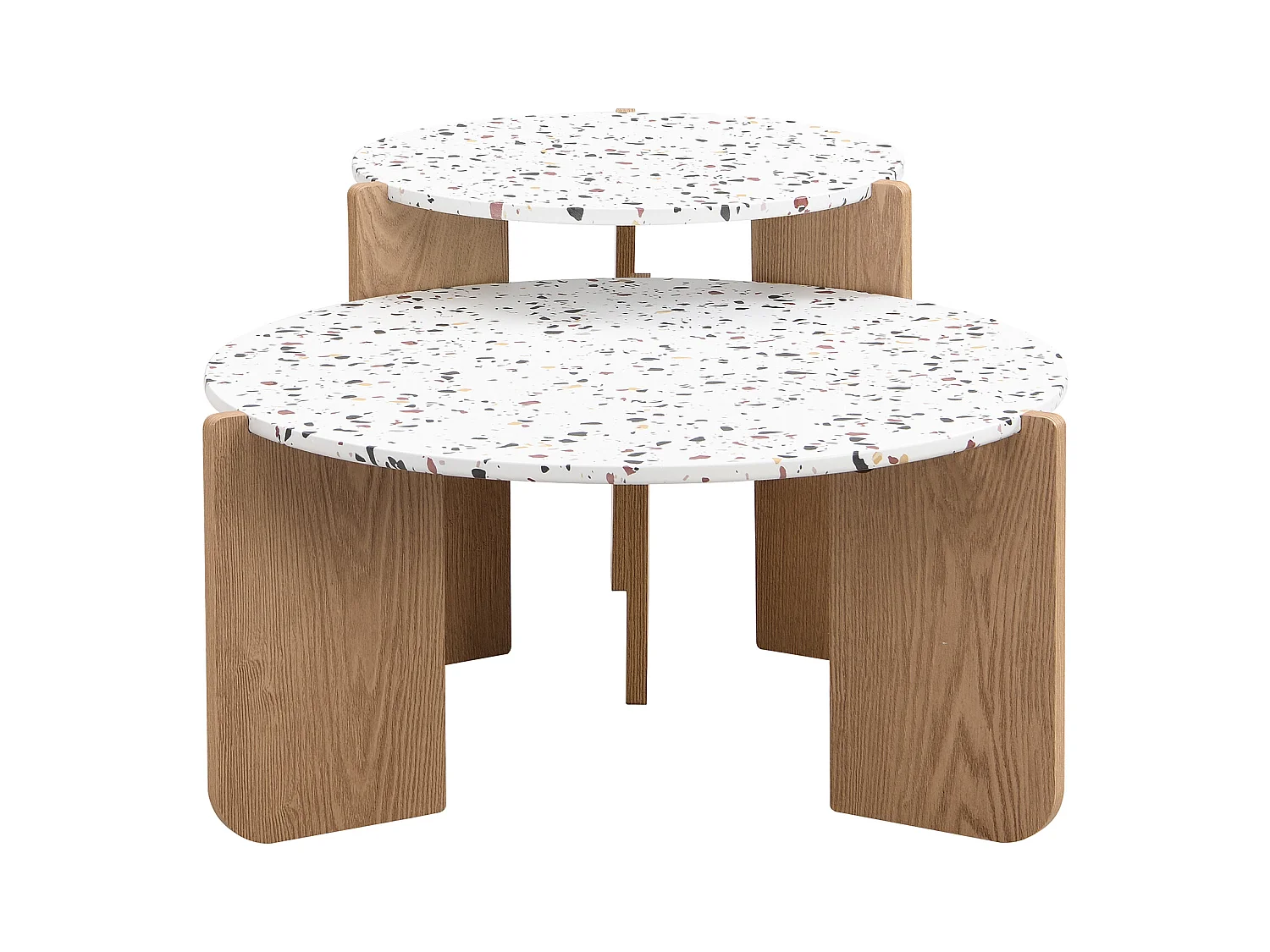 Set di 2 tavolini da caffè artistici impilabili (70/50 cm) con gambe robuste