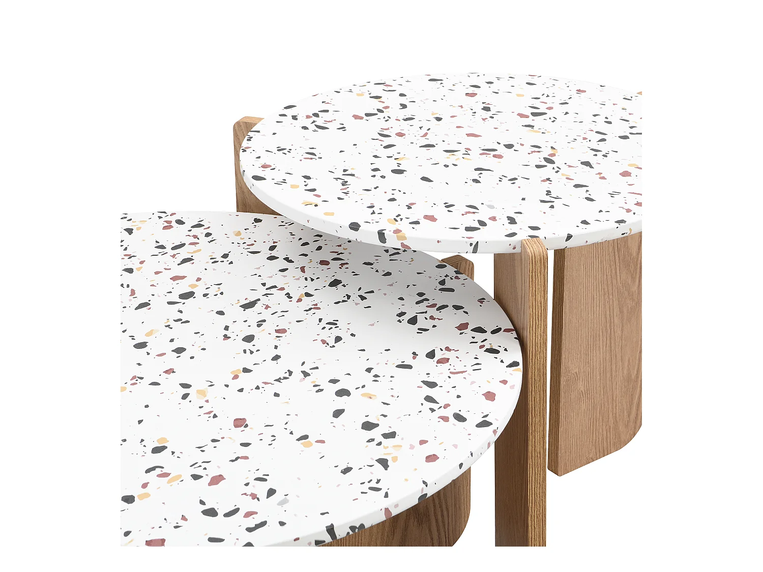 Set di 2 tavolini da caffè artistici impilabili (70/50 cm) con gambe robuste