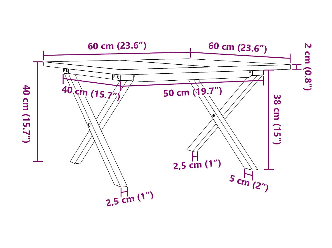 Table basse rectangulaire style marron 60 x 60 x 40 cm DEC036265