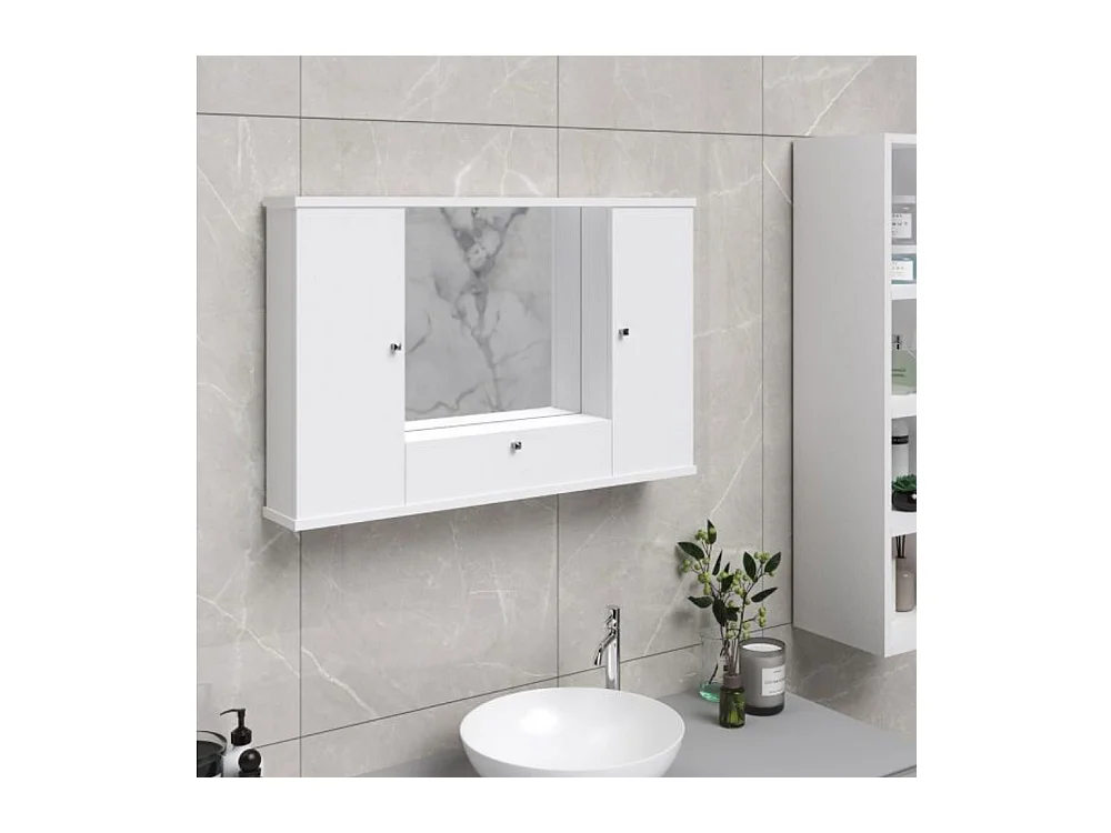 Mobile bagno pensile 3 ante con Specchio colore bianco frassinato 93x14x61H PENSIL2SPEBF