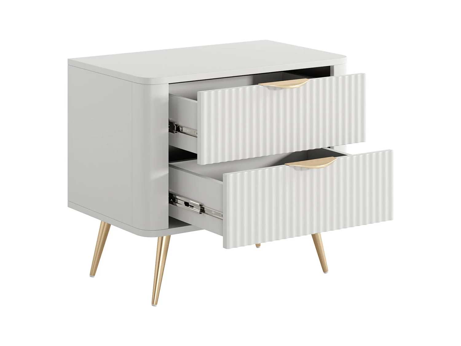 Sett med 2 nattbord - 2 skuffer - Hvit og gull - ELONARIA av Pascal Morabito