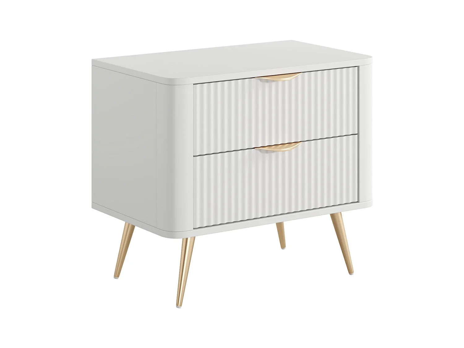 Sett med 2 nattbord - 2 skuffer - Hvit og gull - ELONARIA av Pascal Morabito