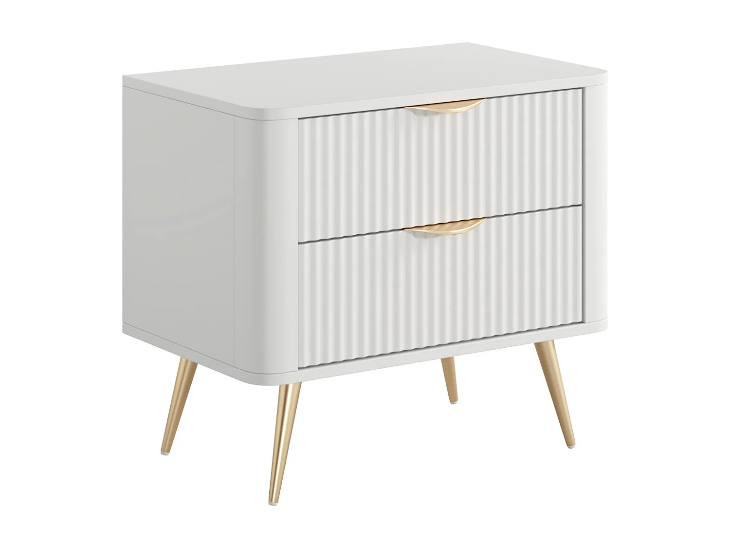 Lot de 2 tables de chevet - 2 tiroirs - Blanc et doré - ELONARIA de Pascal Morabito