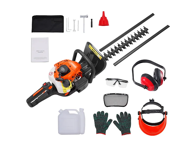 Podadora de Setos a Gasolina SucceBuy, 59 cm, de Mano de 2 Tiempos, a Gasolina, Cabezal Ajustable a 180°, para Podar Arbustos y Matorrales