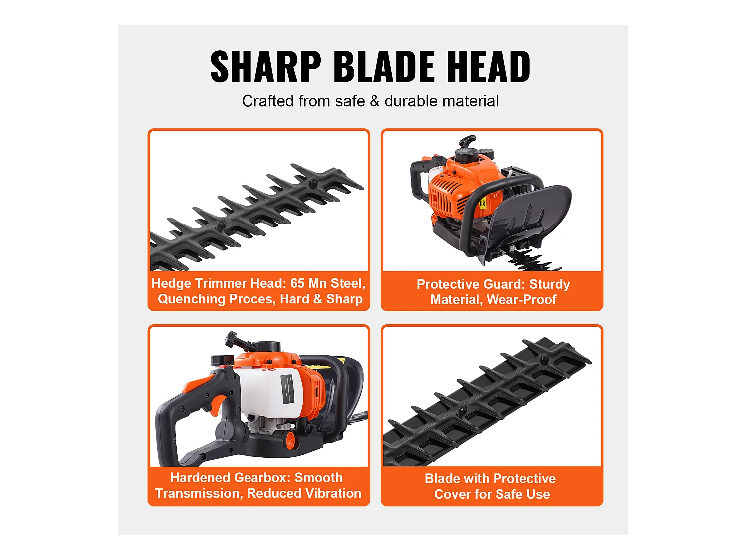 Taille-Haie à Essence SucceBuy,59 cm, à Main à 2 Temps, à Essence, Tête Réglable à 180 °, pour la Taille des Arbustes et des Buissons