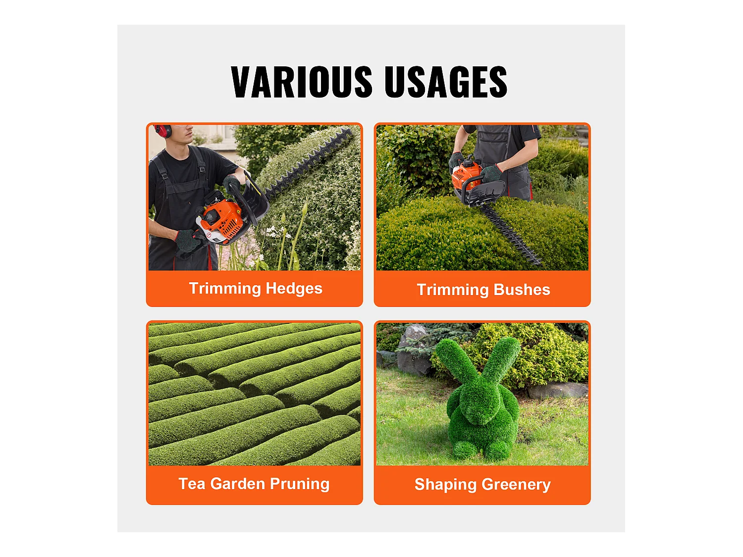 Taille-Haie à Essence SucceBuy,59 cm, à Main à 2 Temps, à Essence, Tête Réglable à 180 °, pour la Taille des Arbustes et des Buissons