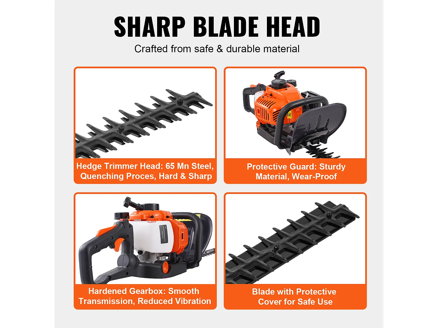 Taille-Haie à Essence SucceBuy,59 cm, à Main à 2 Temps, à Essence, Tête Réglable à 180 °, pour la Taille des Arbustes et des Buissons