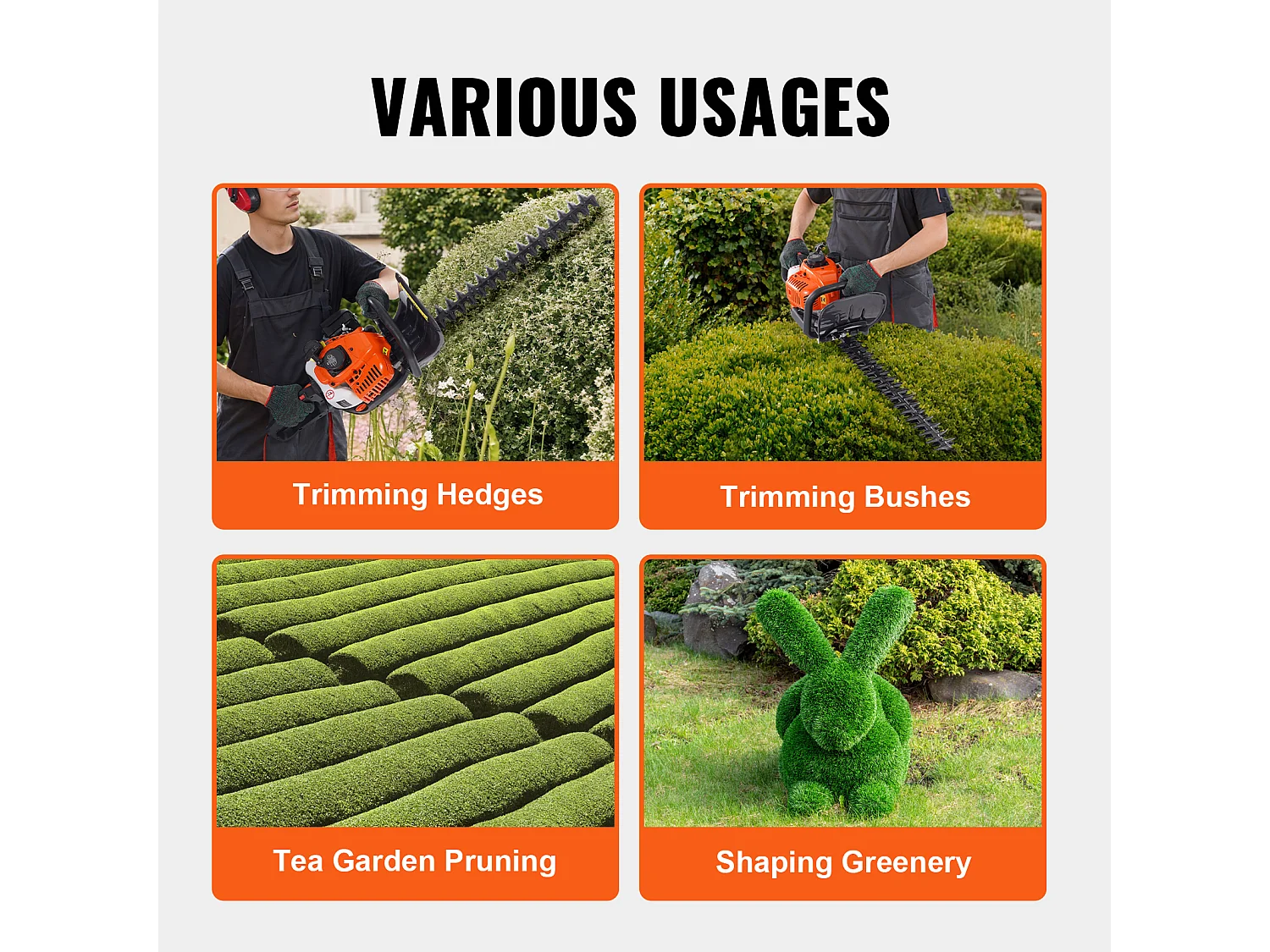 Taille-Haie à Essence SucceBuy,59 cm, à Main à 2 Temps, à Essence, Tête Réglable à 180 °, pour la Taille des Arbustes et des Buissons