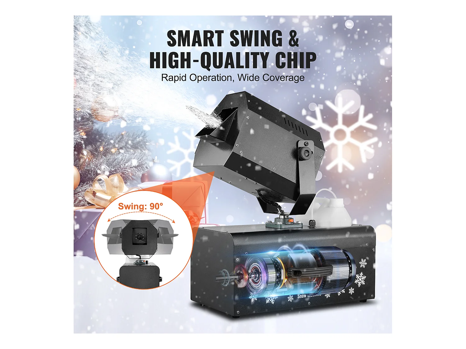 Machine à Neige SucceBuy, 2000 W avec Télécommande Sans Fil pour Événements, pour Noël, Mariages, Création d'un Monde Enneigé Magique