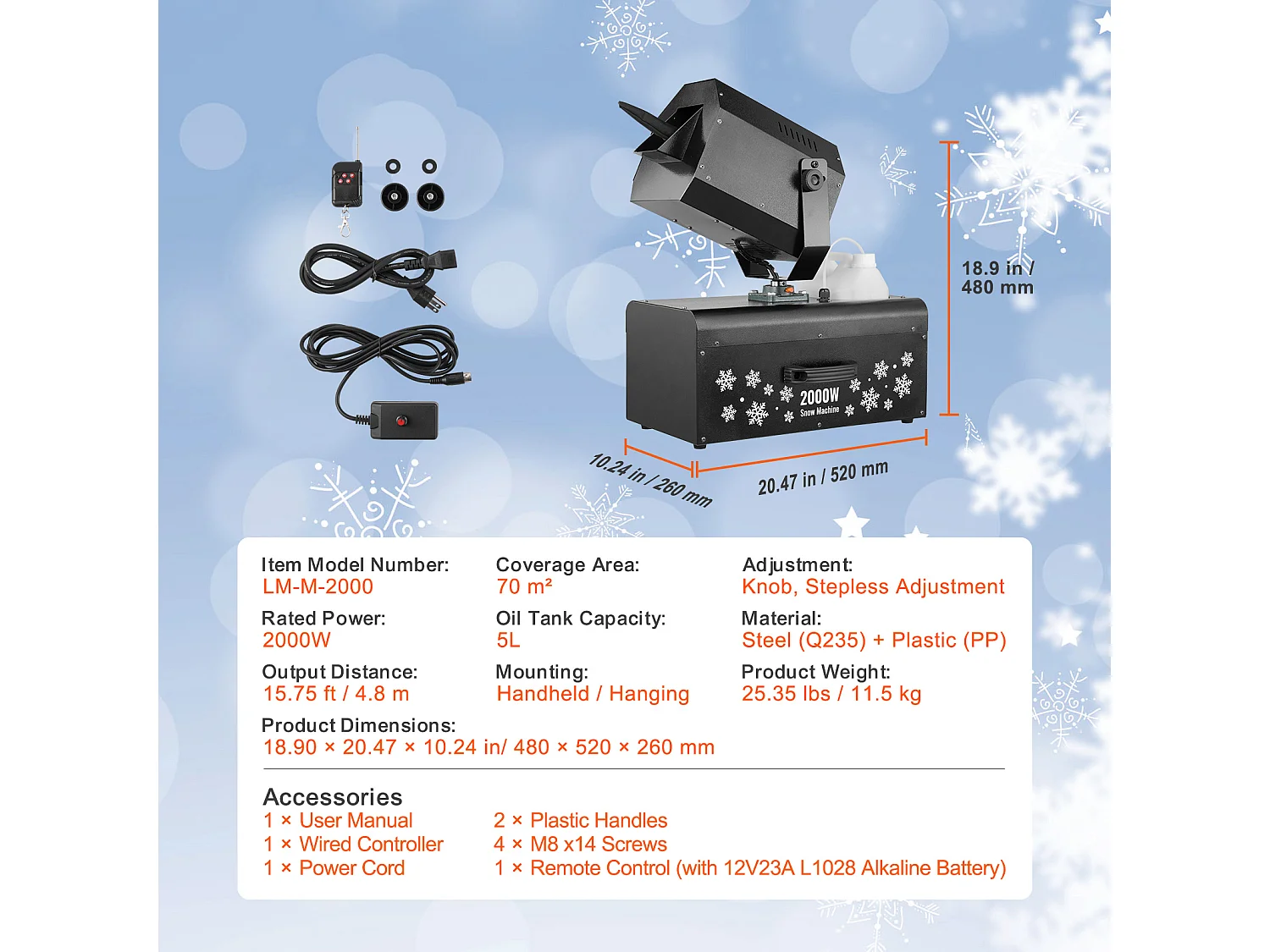 Schneemaschine SucceBuy , 2000 W mit Funkfernbedienung für Veranstaltungen, für Weihnachten, Hochzeiten, Gestaltung einer Zauberhaften Schneelandschaft