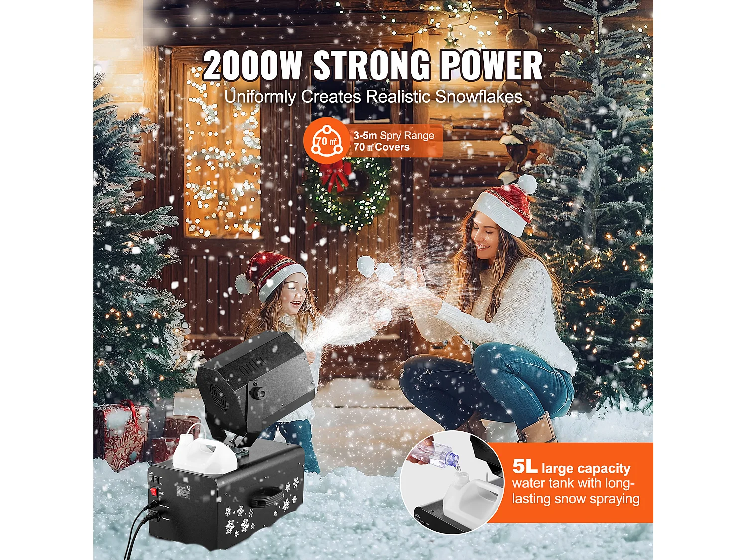 Schneemaschine SucceBuy , 2000 W mit Funkfernbedienung für Veranstaltungen, für Weihnachten, Hochzeiten, Gestaltung einer Zauberhaften Schneelandschaft