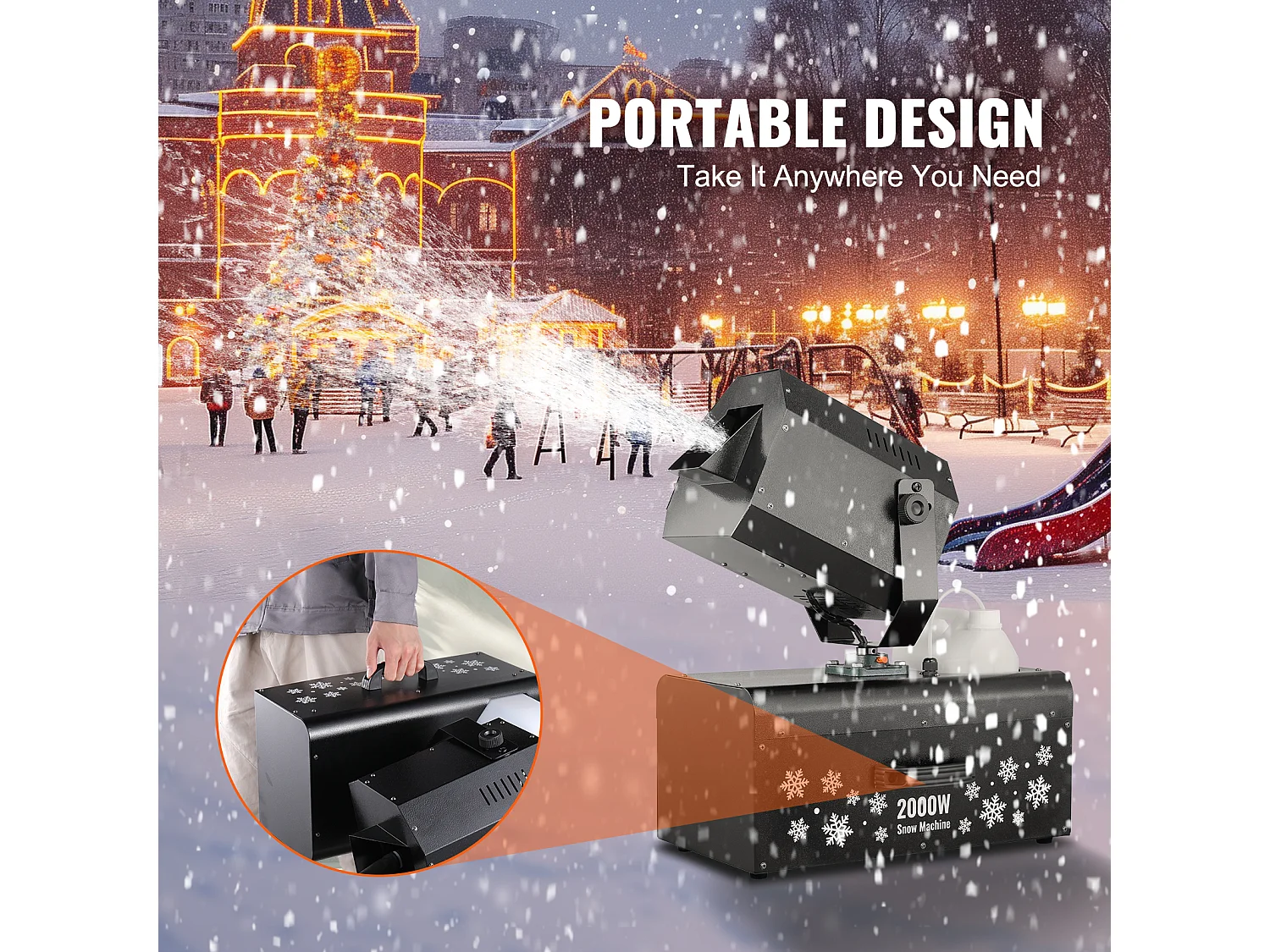 Schneemaschine SucceBuy , 2000 W mit Funkfernbedienung für Veranstaltungen, für Weihnachten, Hochzeiten, Gestaltung einer Zauberhaften Schneelandschaft