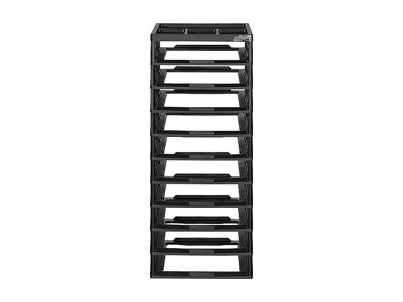 Plastic Bureau-Opbergbak SucceBuy, met 10 Niveaus, Grote Capaciteit met Bovenste Organizer, Zwart Frame