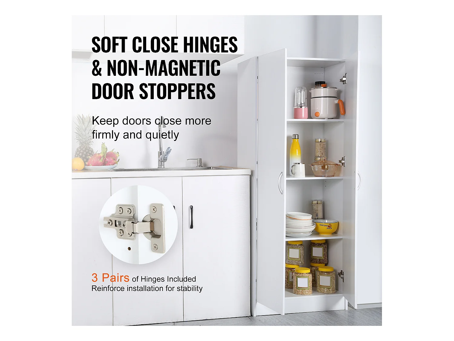 Küchenvorratschrank SucceBuy , Lagerung für Vorräte, Höhe 152,4 cm, Belastbarkeit 50 kg